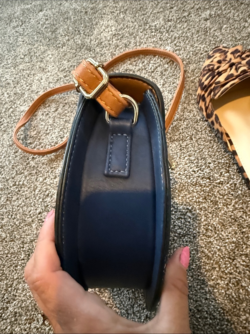 Simply Noelle Navy and Brown Round Crossbody Bag - Picture 12 of 16